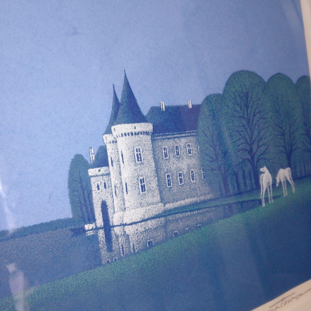 【美品】松浦敬文 　「水辺の城」　シルクスクリーン 　リトグラフ　特注額装