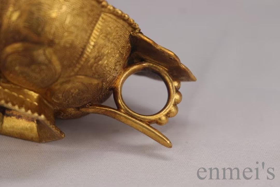 中国古美術 旧蔵 唐代 大唐貞觀款 鍍金銅酒杯 精銅製 小型酒器 文房 純手作り