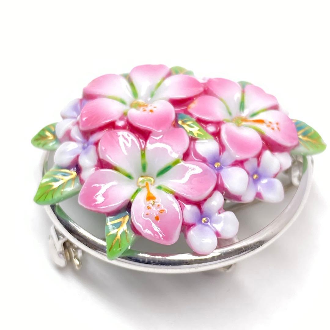 俊兼 トシカネジュエリー 花 ピンク フラワー ブローチ&ネックレストップ
