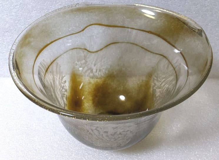 作家物 小西 晃 ガラス工芸 吹きガラス 金彩