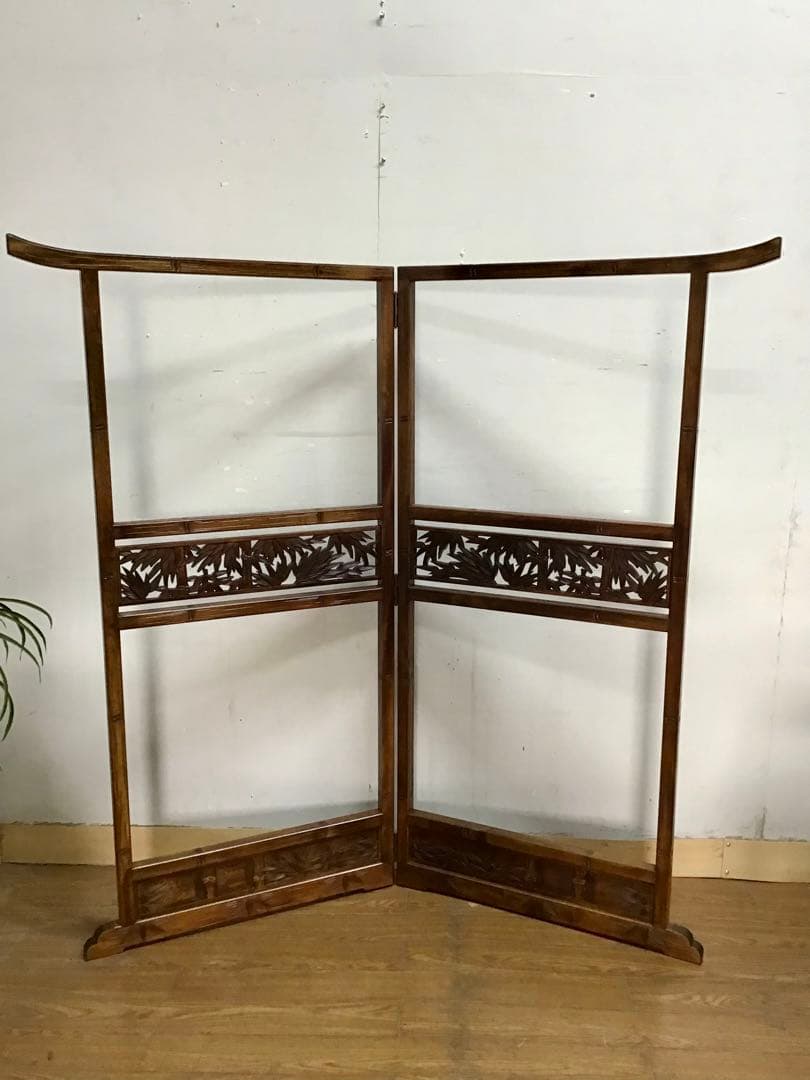 よかじー☆管218☆珍品☆軽井沢彫☆衣桁☆着物ハンガー☆竹模様