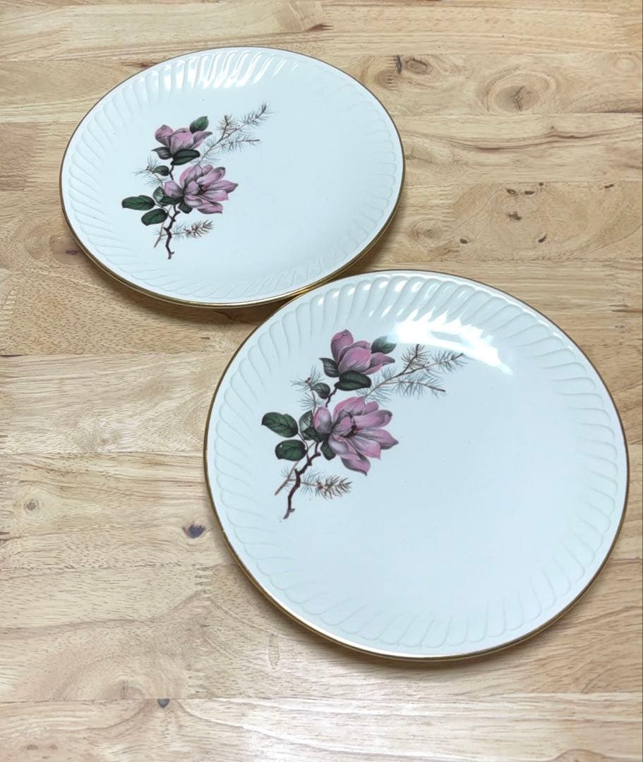 フランスヴィンテージプレートGIENジアン木蓮の花のモチーフ　刻印あり