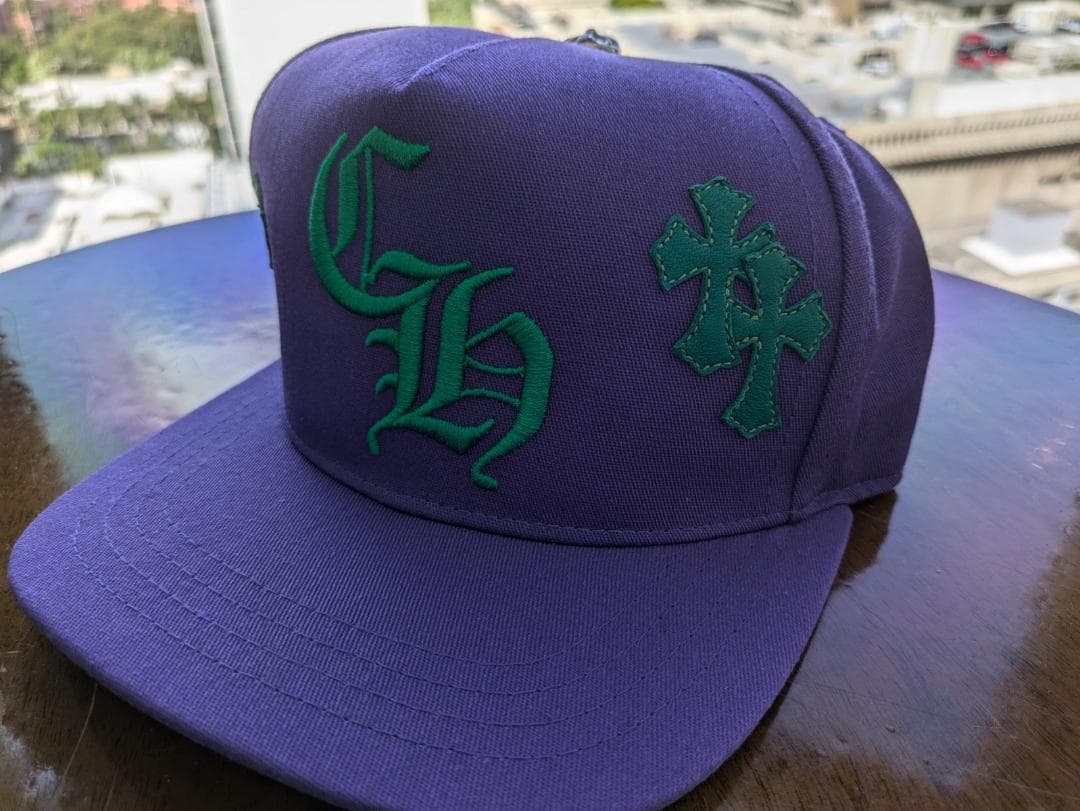クロムハーツ クロスパッチ キャップ パープル グリーン CHロゴ