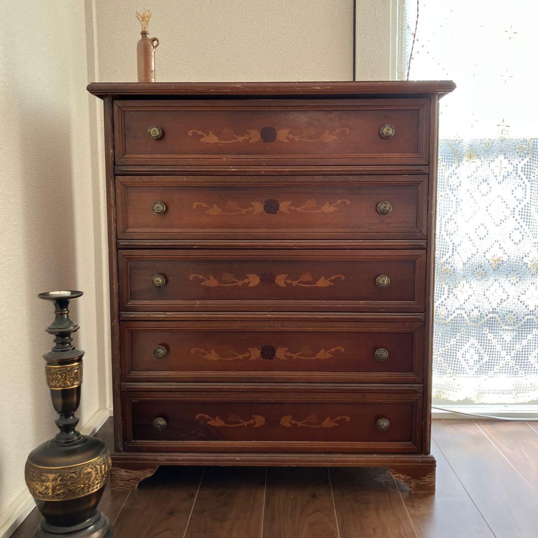 アンティーク 5段チェスト 箪笥 収納 ／イタリア イギリス フランス