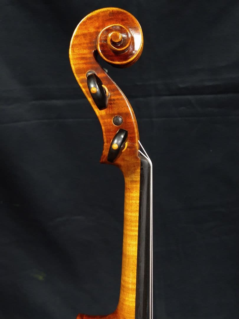 珍しい 、美しいデザインの 手作り バイオリン　カーボンファイバーケース＆弓付き