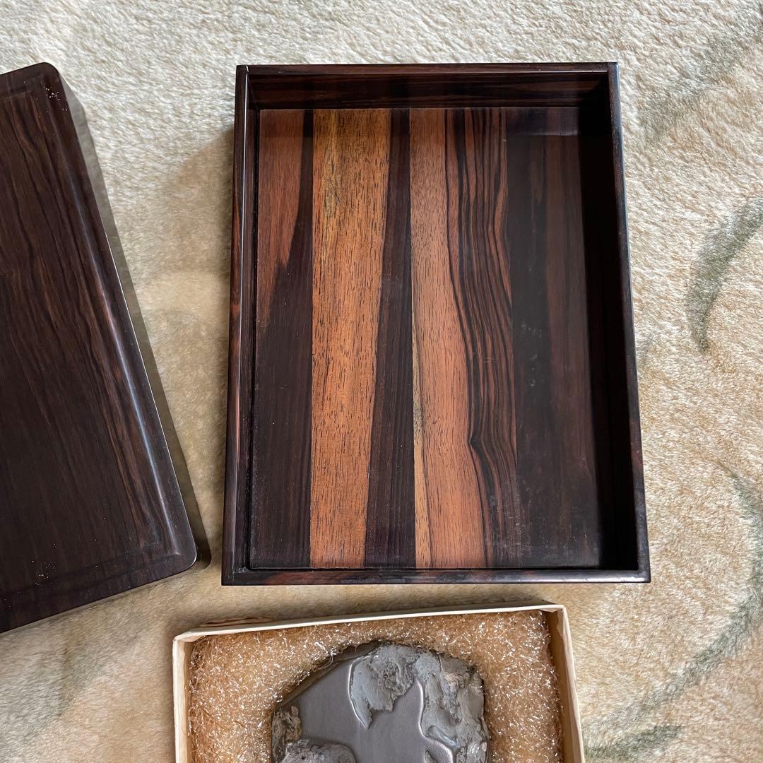 【岩田硯】竜山作 天然硯 木箱付き