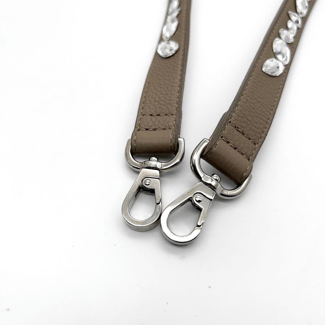 未使用級　A.D.M.J　ショルダーストラップ　クリスタル　ビジュー　レザー