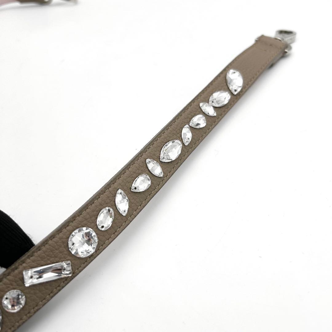 未使用級　A.D.M.J　ショルダーストラップ　クリスタル　ビジュー　レザー