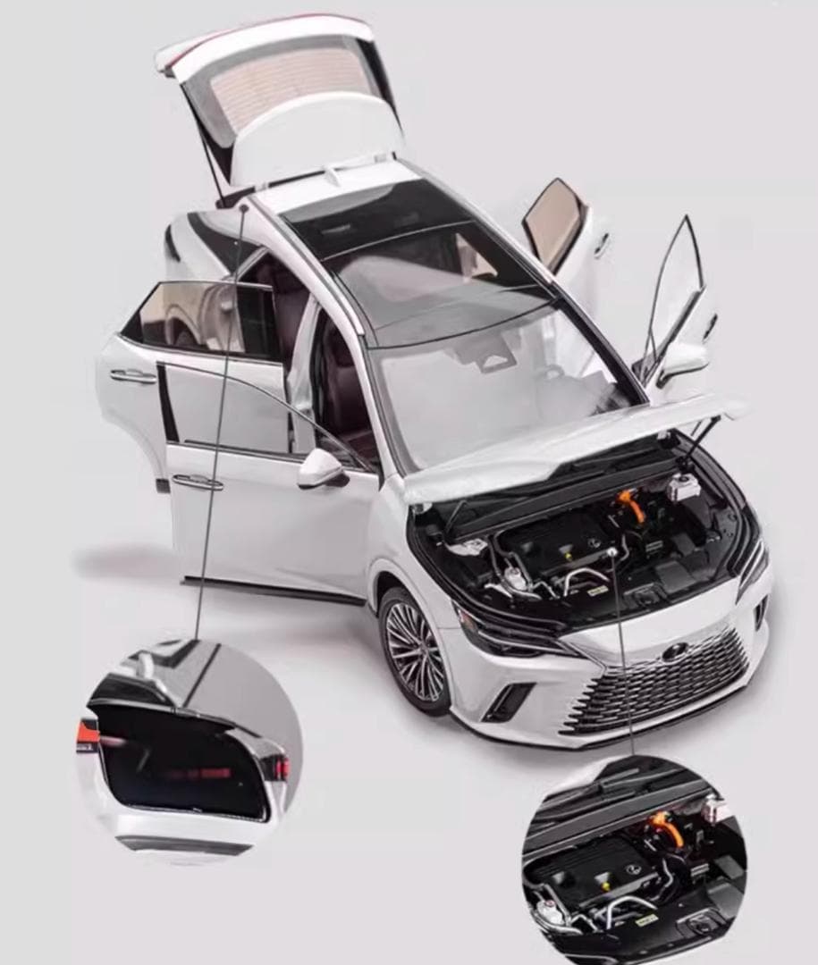 限定版1/18 レクサスRX450h+ 　ミニカー　模型　完成品　展示台付き　白