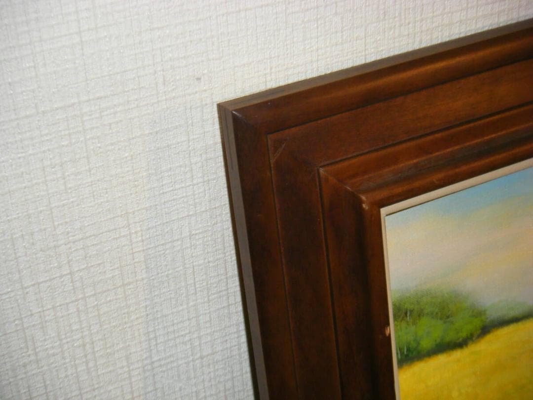 【真作】絵画　熊倉雄二　油彩6号　鐘のある丘　心が安らぐ春の風景　T72