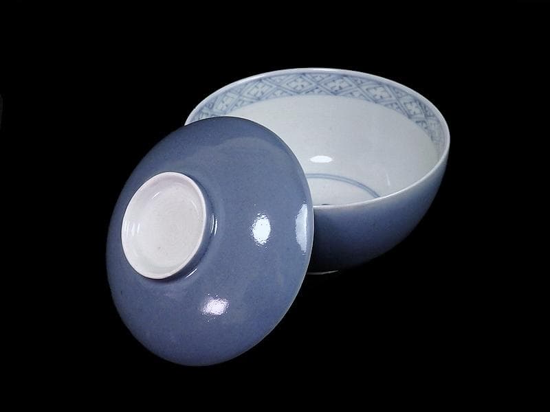 古伊万里　薄瑠璃　蓋茶碗　江戸期　E380AS-CHs