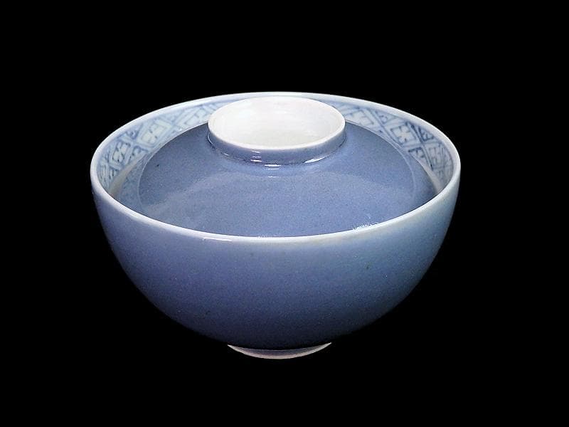 古伊万里　薄瑠璃　蓋茶碗　江戸期　E380AS-CHs