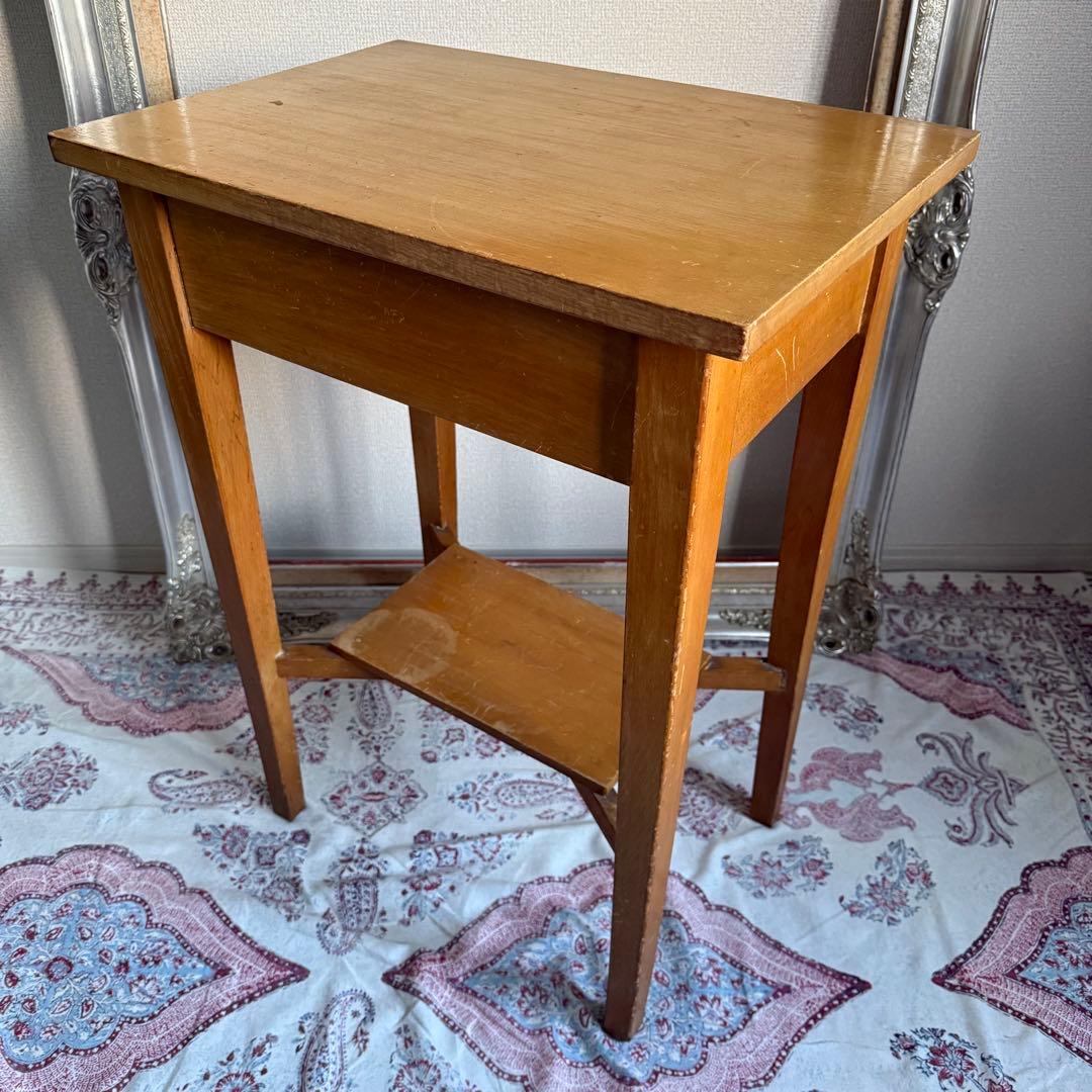 ビンテージ　昭和レトロ　サイドテーブル　花台　古道具　家具　店舗什器　木製