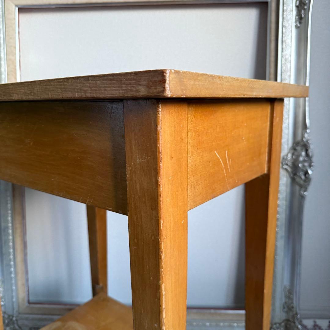 ビンテージ　昭和レトロ　サイドテーブル　花台　古道具　家具　店舗什器　木製