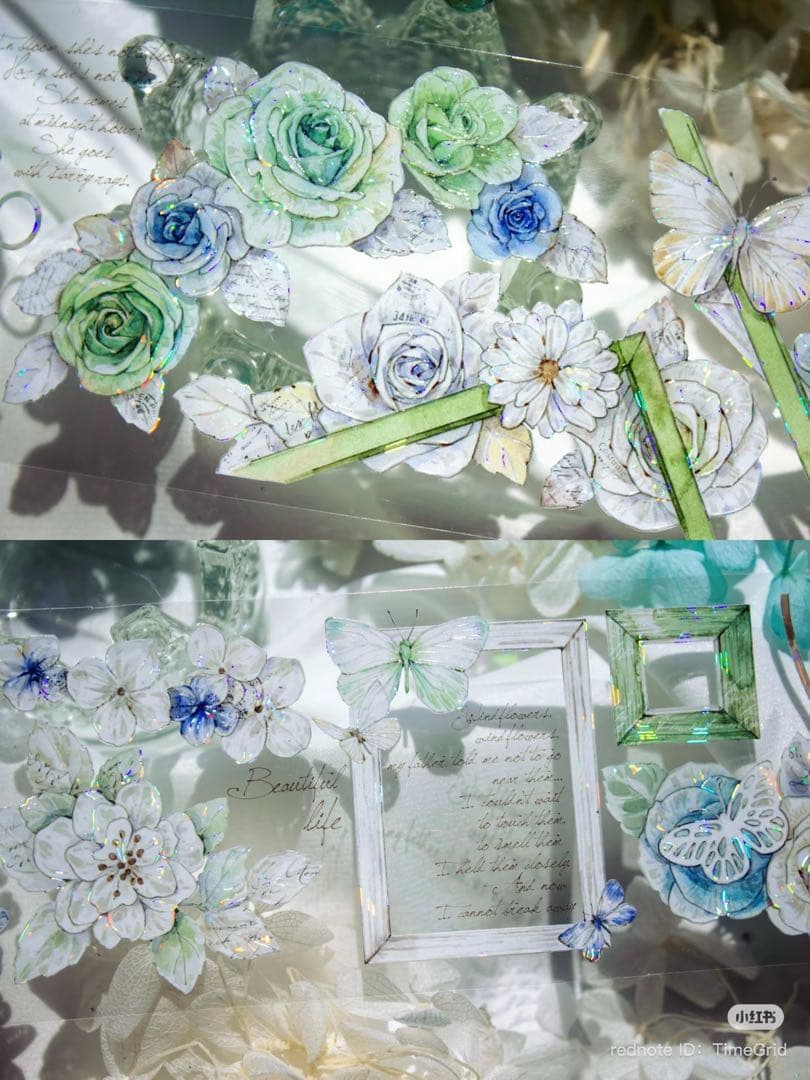 时间格子《茶玫手礼》海外マスキングテープ　マステ 【2385】