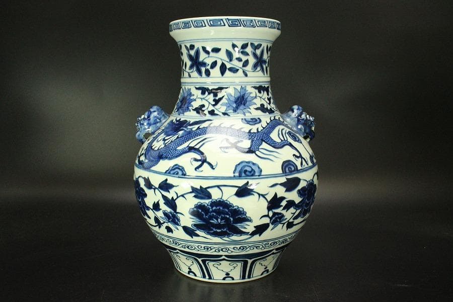 中国美術 景徳鎮 古い花瓶(ZE511)