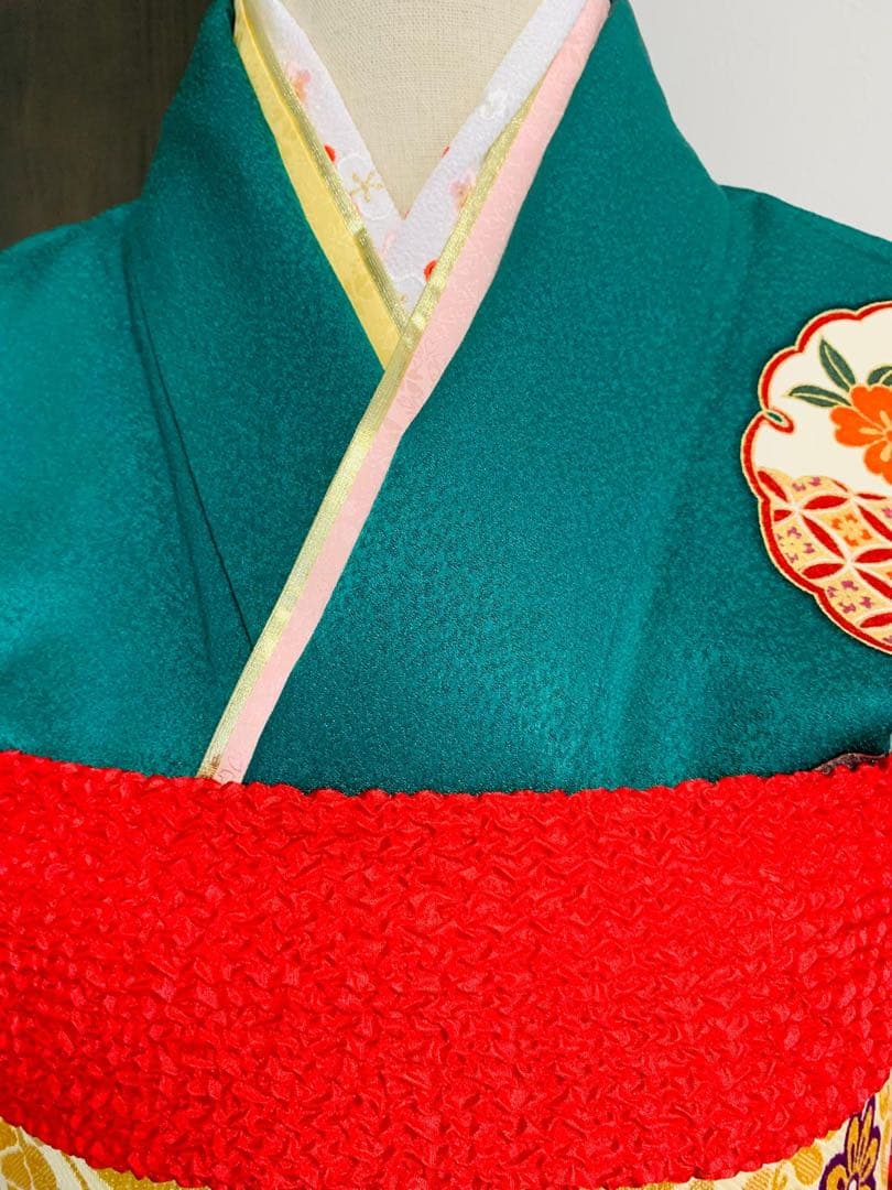 振袖フルセット豪華振袖　雪輪御所車花文　暈し染め　金彩　鈴乃屋扱い　正絹