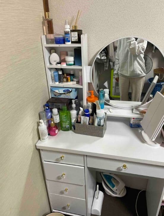 2 点セット ドレッサー & クッションスツール 組立式