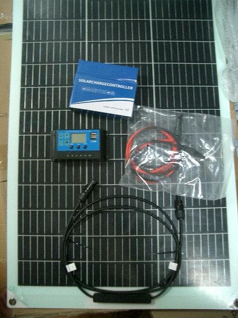 0914 曲がる! 100W2枚で200W ソーラーパネルキット コントローラー