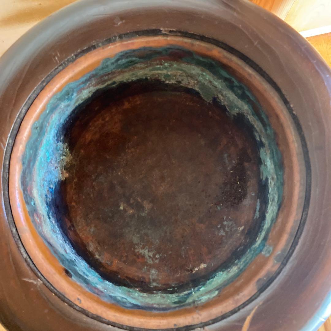 骨董　火鉢　アンティーク　あやめ蒔絵火鉢　花菖蒲　螺鈿細工　花柄　金彩　木製