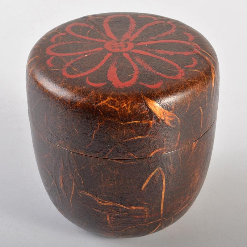 山中塗　道場宗廣作　雲龍和紙張　菊之絵　自画　大棗　松長剛山極め箱　VR6647