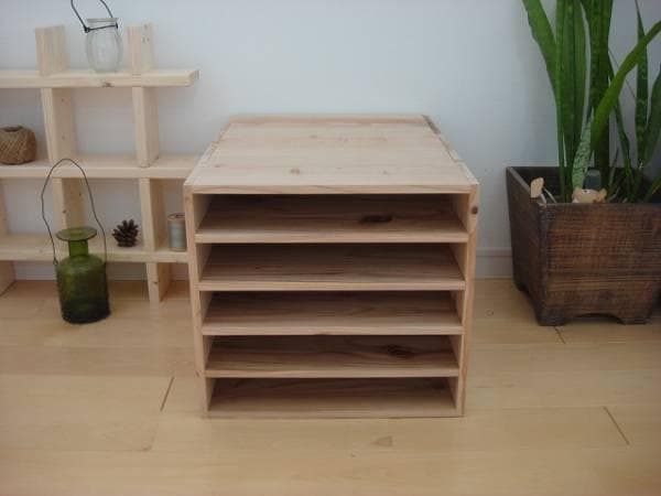 ★送料無料★サイズ変更可能★A2木製5段書類棚②無垢材収納ナチュラルオーダー可能