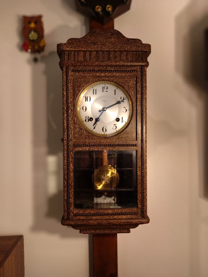 柱時計　(OH済み)　S.MIZU　昭和レトロ　ユンハンス　精工舎　ゼンマイ