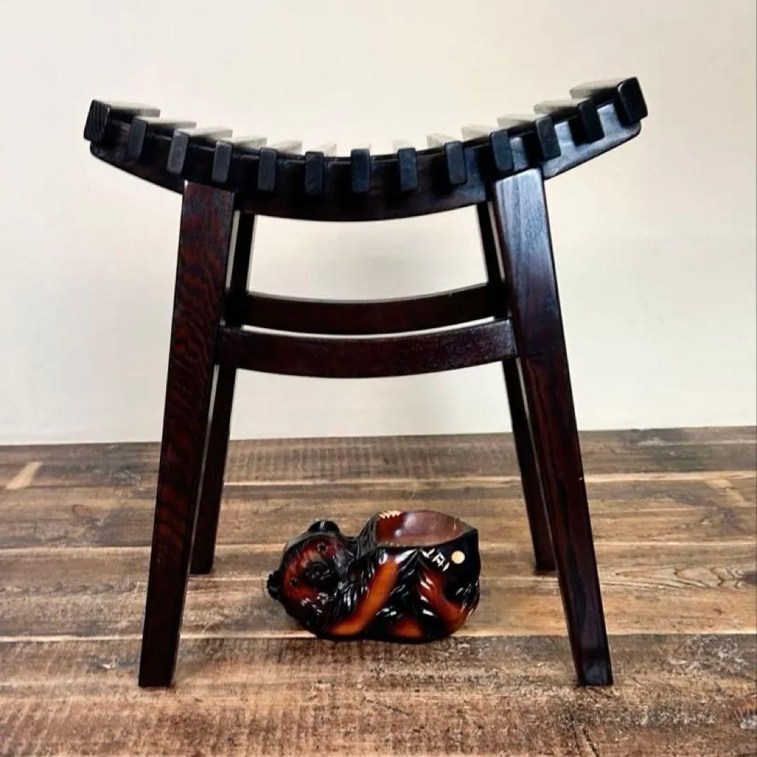 アンティーク 木製スツール 無垢材 昭和中期 工房 木組構造 ビンテージ 椅子