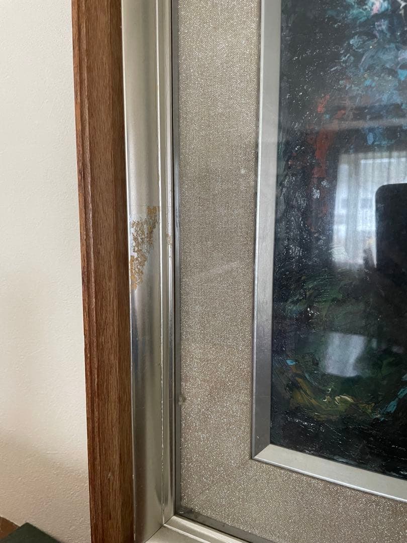 油彩 紫陽花 絵 大きめ 特大 額縁 約87×102cm インテリア 絵画