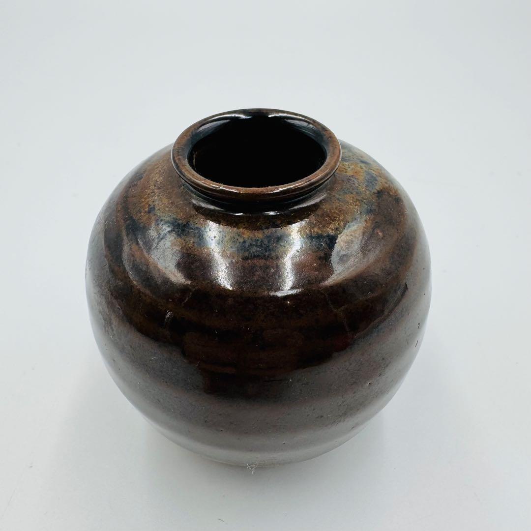 【平安　㐂山造　文琳茶入　共箱　茶道具】骨董　アンティーク　インテリア