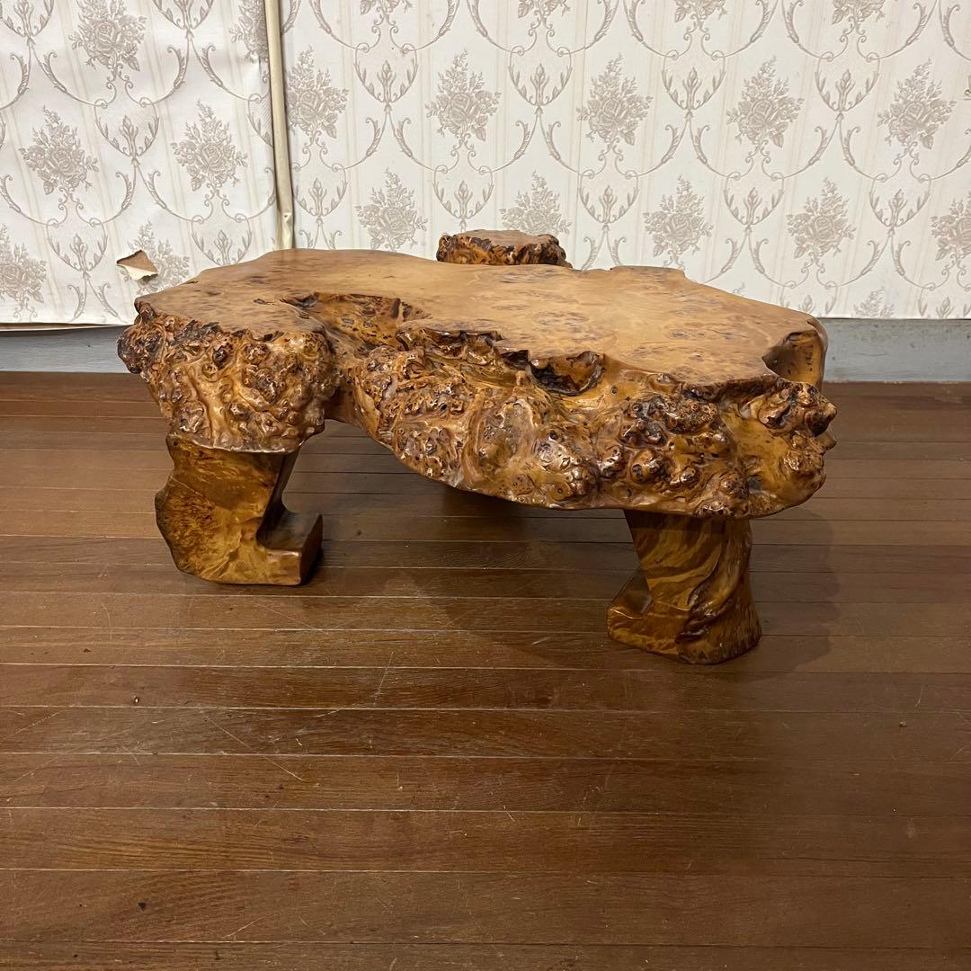 【アンティーク】木製 無垢材 切り株 木の根 座卓 飾り台 花台 古道具 古民家