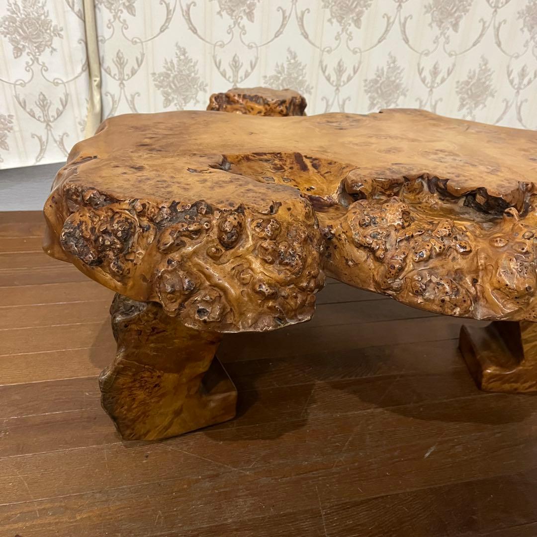 【アンティーク】木製 無垢材 切り株 木の根 座卓 飾り台 花台 古道具 古民家