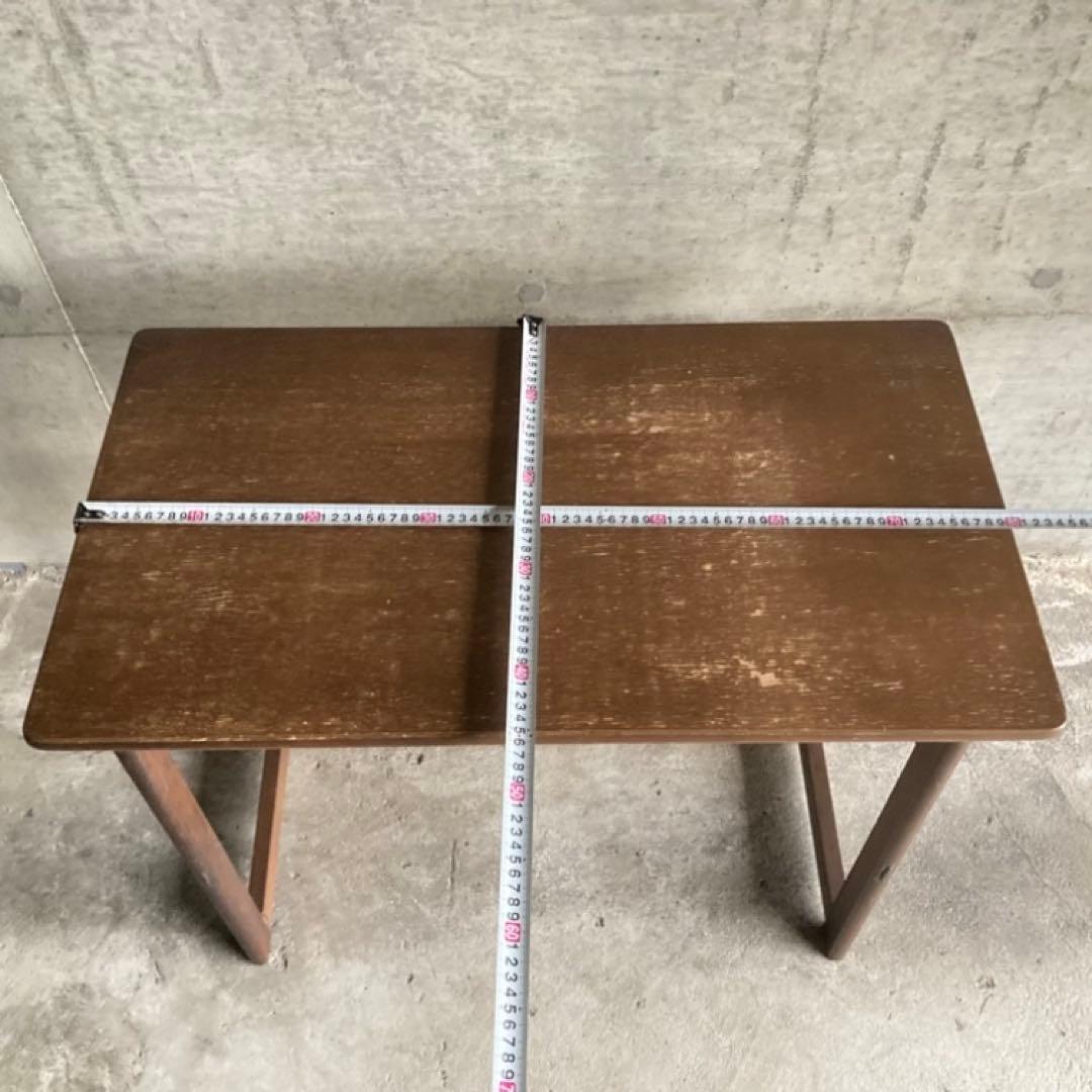 レトロな味のある机 テーブル デスク 作業台 勉強机 折り畳み 角型 木製 家具