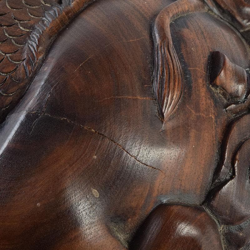 唐木彫刻　中山銘　十二支　丸玉　置物　V　R9190