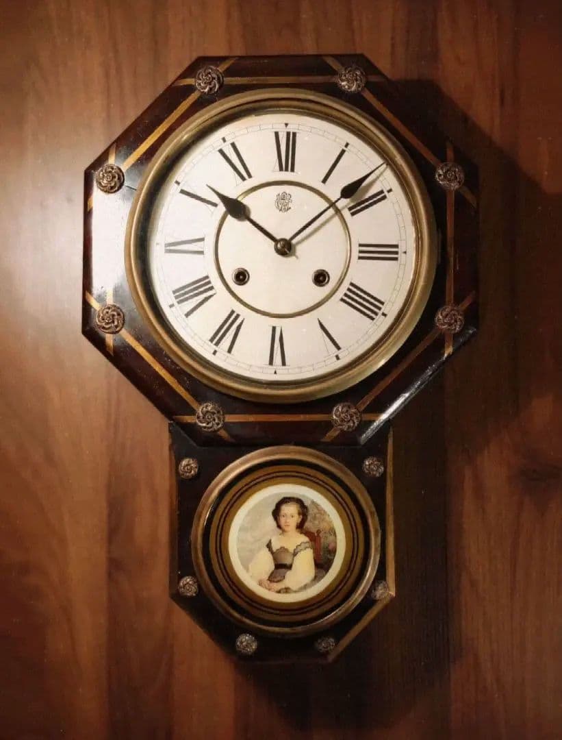 柱時計　完動品　ウォーターベリー　アンティーク　ゼンマイ　精工舎　ユンハンス