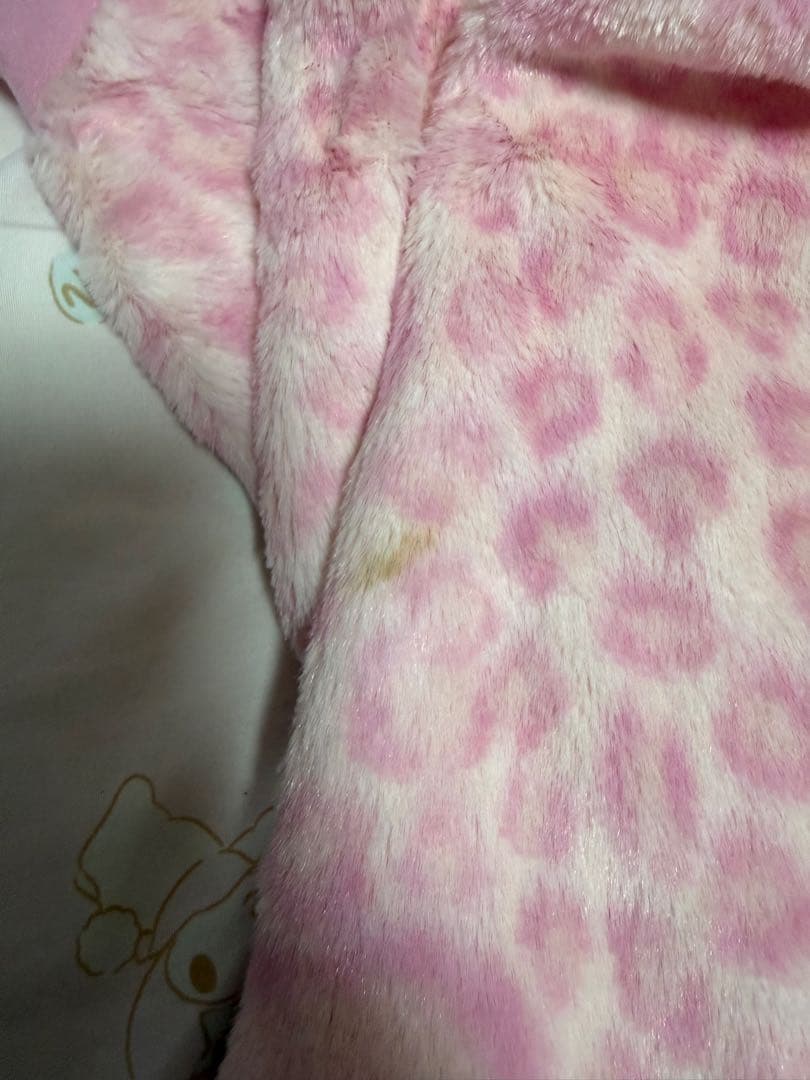 ミニーちゃん マフラーキャップ ヒョウ柄ピンク