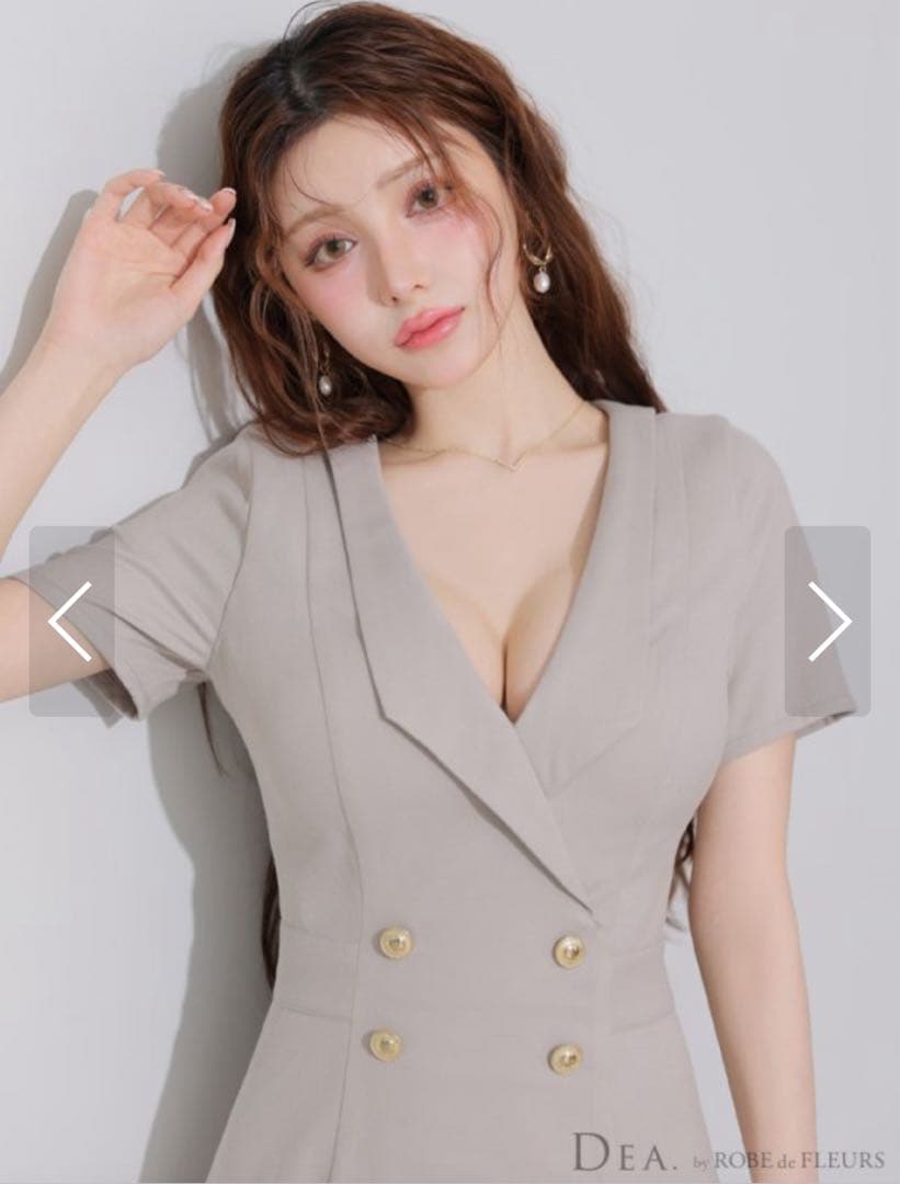 M キャバドレス/ ダブルボタン/ プリーツ/ フレア/ ジャケットドレス