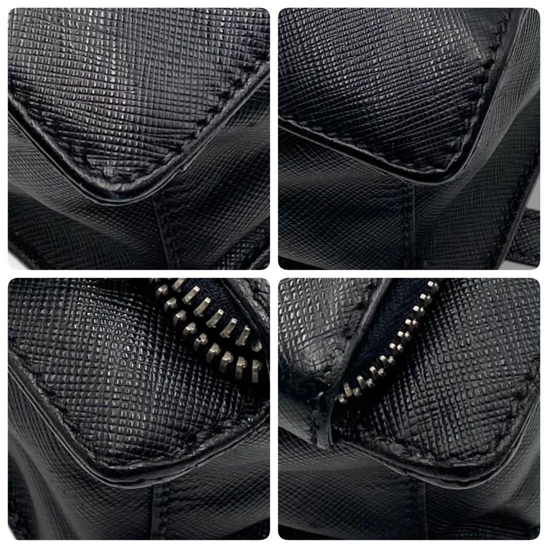 良品 プラダ PRADA ロゴ サフィアーノ レザー ビジネス バッグ A4 黒