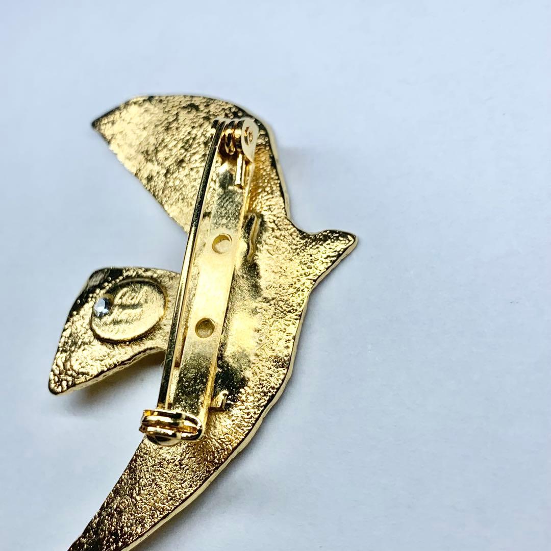 未使用級 セシルエジャンヌ ラ・コロンブ ブローチ 鳩 ハト 24金コーティング