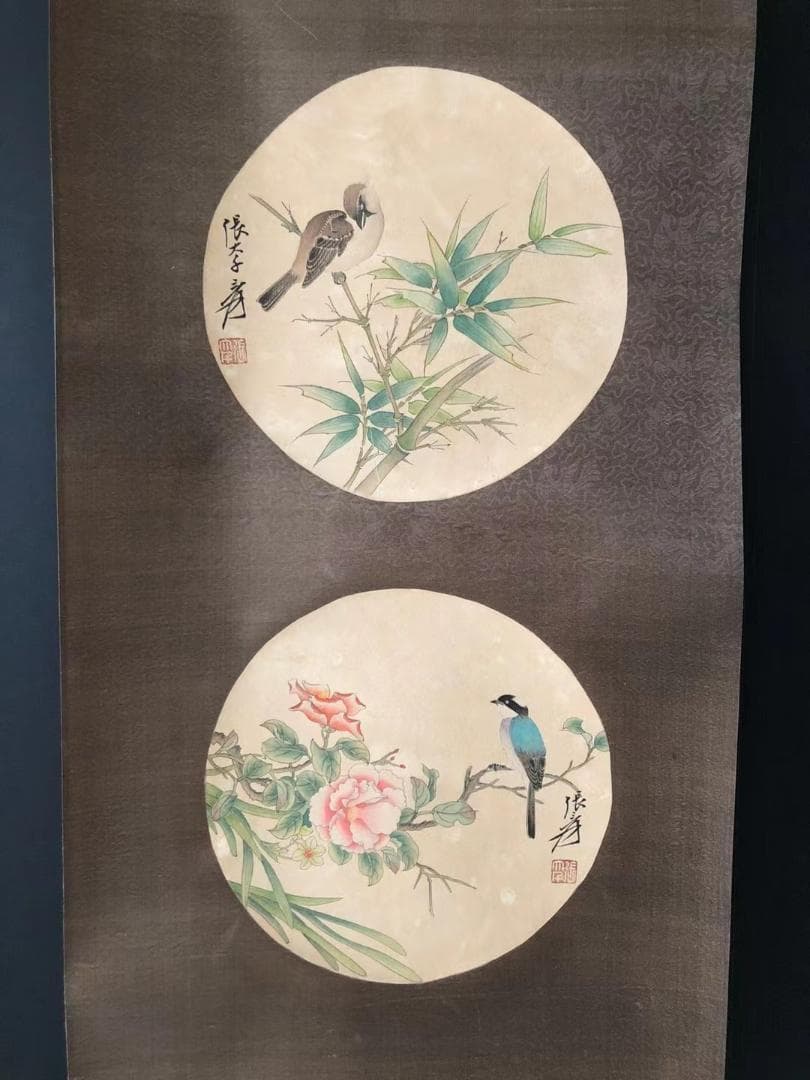 中国美術・純手描き花鳥画掛軸・国画・張大千印款・宣紙・賞物・肉筆・書道品・茶道具