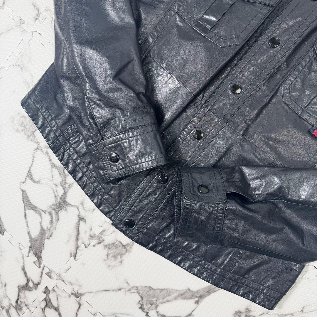 【極美品】グッチ　レザージャケット　ラムレザー　ライダース　スタッズ　裏地総柄