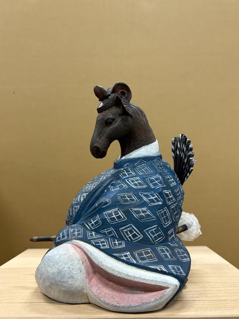 作家物　野桑敏哉(彫房ぬらり)　「牛の刻」　木彫に手彩色　Y-48