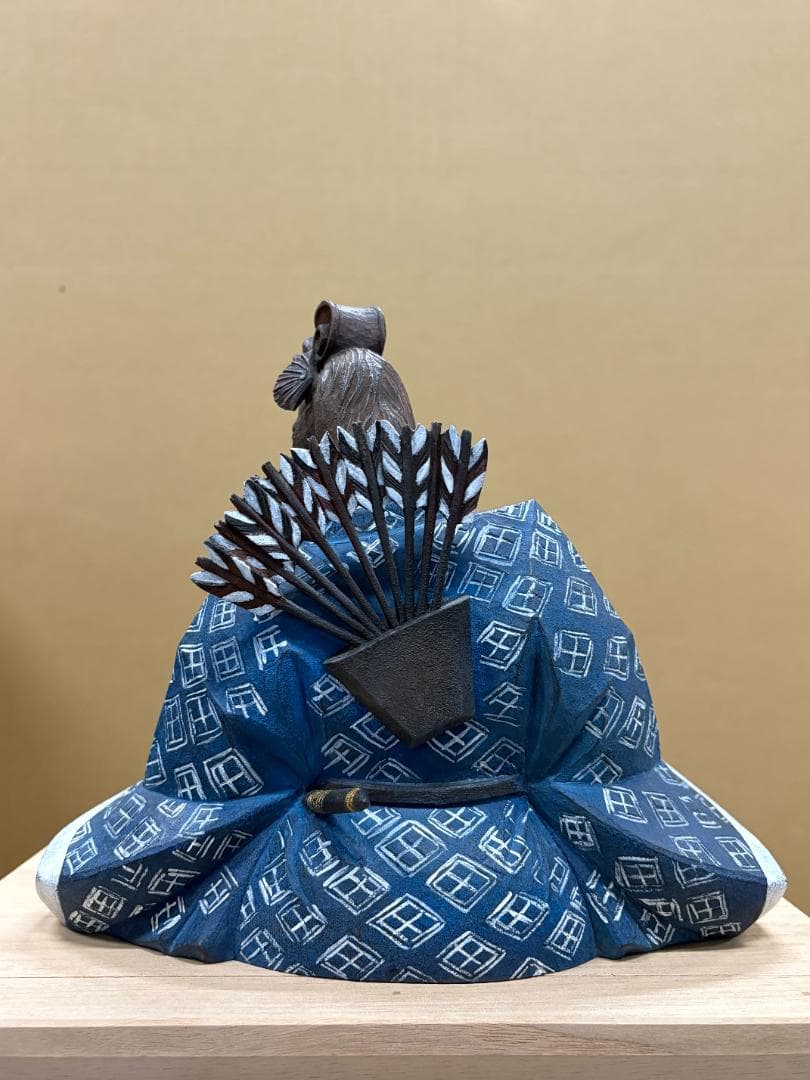 作家物　野桑敏哉(彫房ぬらり)　「牛の刻」　木彫に手彩色　Y-48