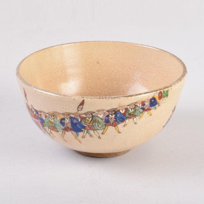 茶道具　野々村仁清作　色絵　武者行列図　茶碗　時代箱　C　8446