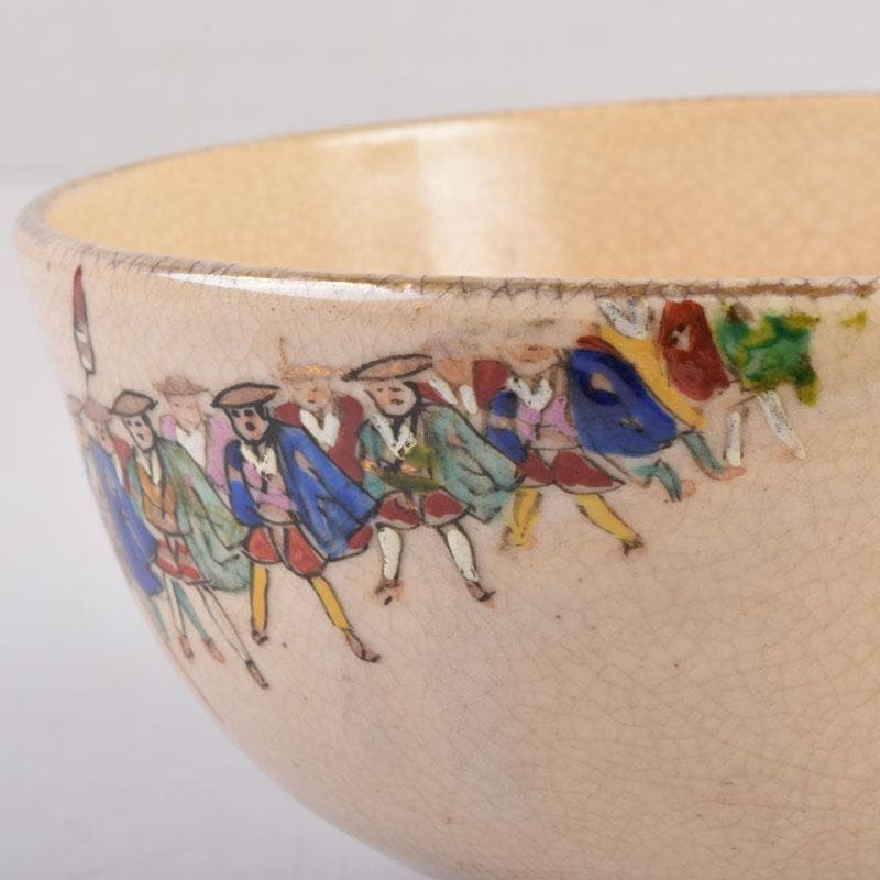 茶道具　野々村仁清作　色絵　武者行列図　茶碗　時代箱　C　8446
