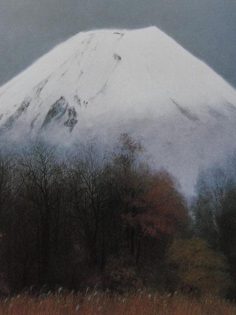 中路融人、【朝霧高原富士】、希少な額装用画集より、新品額装付