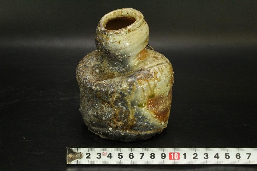 信楽焼 掛花入 高橋楽斎作 在印 美品(A600)