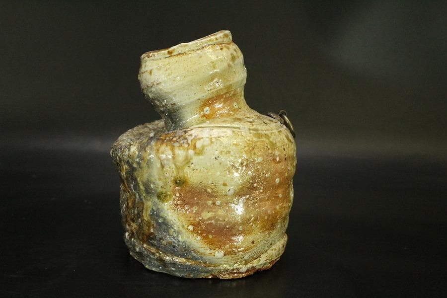 信楽焼 掛花入 高橋楽斎作 在印 美品(A600)