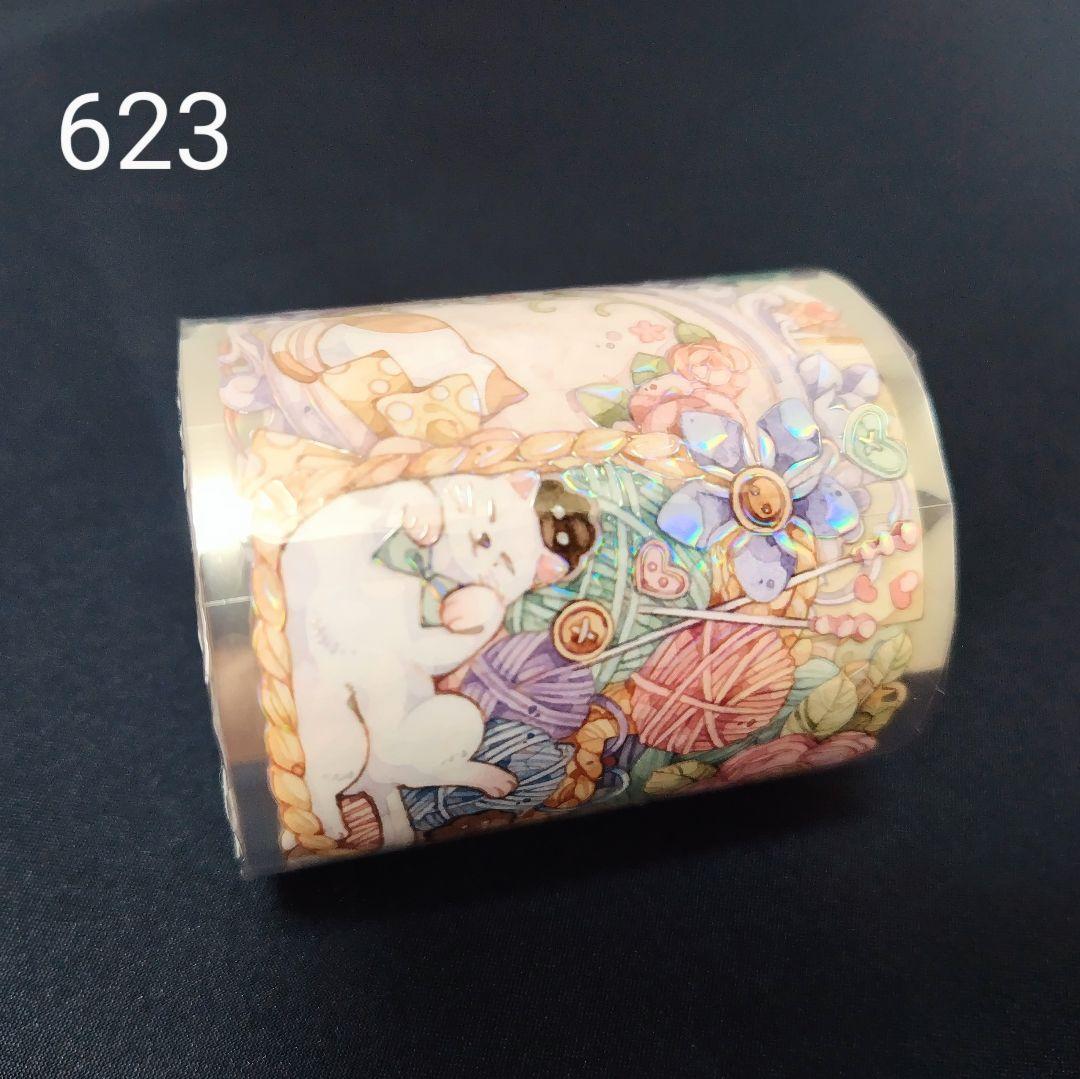 巻売 623★ 海外 マスキングテープ マステ PET 花 装飾 動物 猫 炫彩
