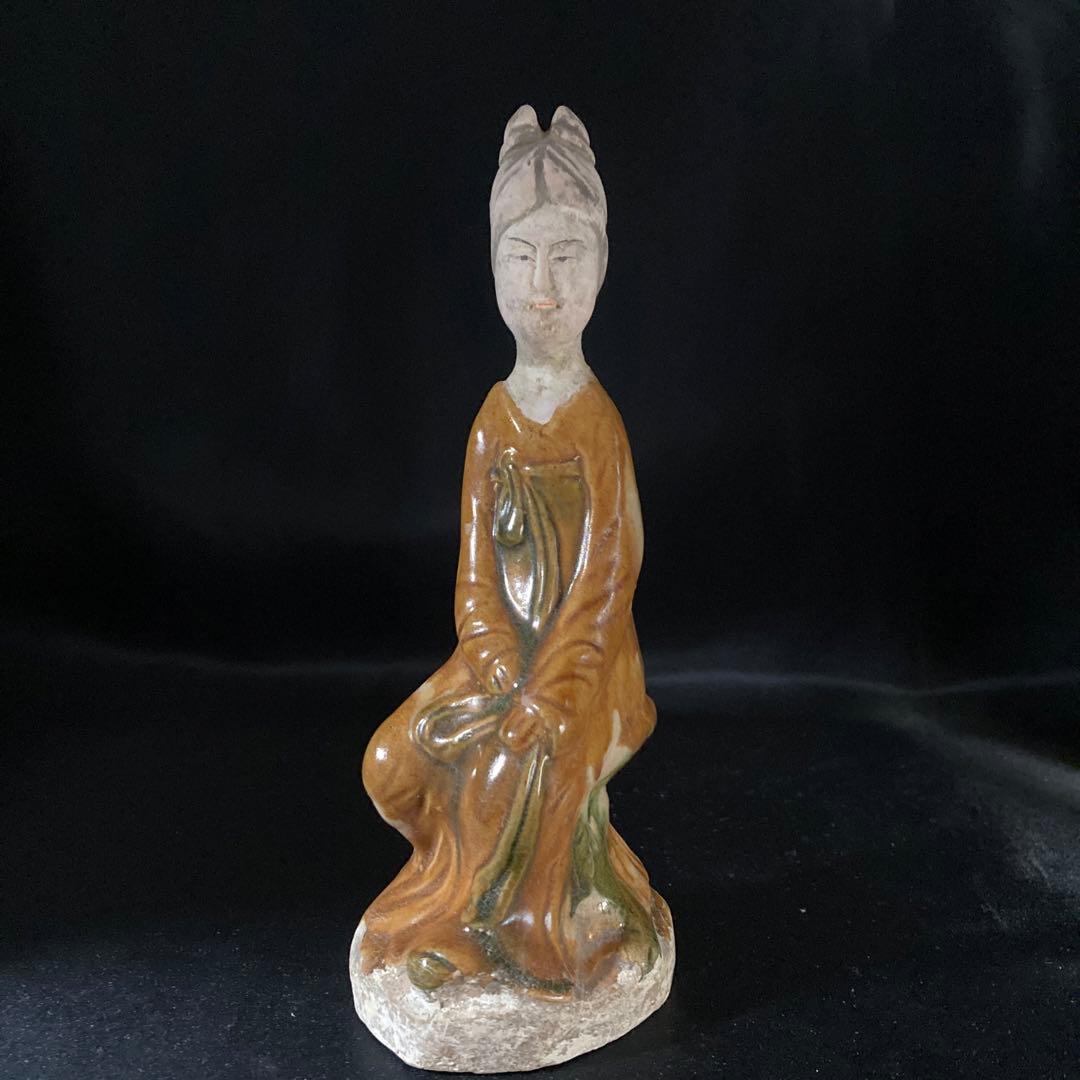 新年赤札セール❗️【ギャラリー三益】三彩美人座俑（唐時代）